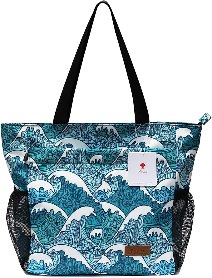 ESVAN Original Floral Tote Bag Large Shoulder Bag with Multi Pockets for Gym Travel Beach Daily Bags - Image 3