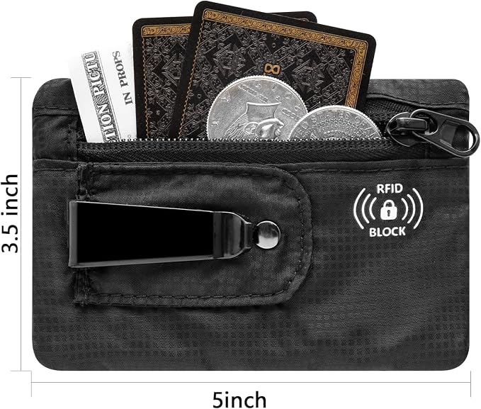 KOSMCCO RFID Blocking Clip Stash Pocket Travel Belt Wallet, Black, Medium | Compact Hidden Design, For Cards & Cash, Slim Pickpocket-Proof, Everyday Carry - Image 7