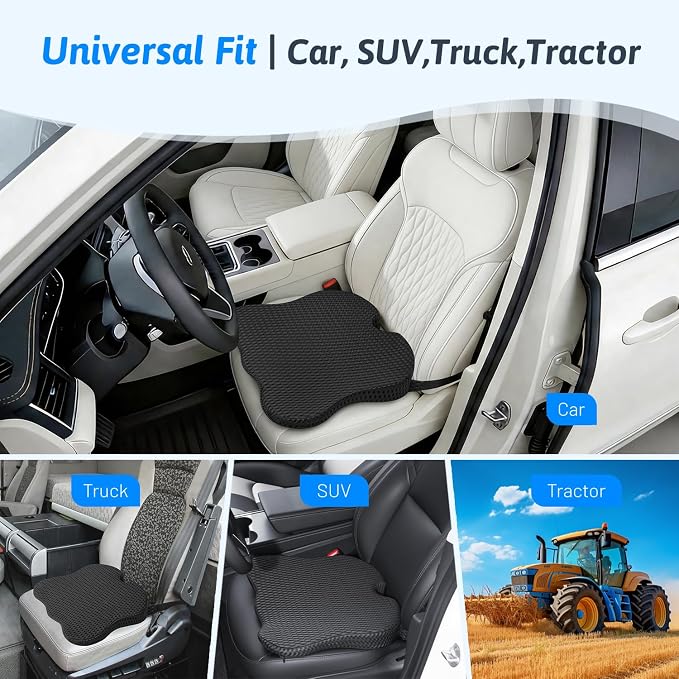 Wedge Car Seat Cushion for Better Visibility & Sciatica Pain Relief | High Density Memory Foam, Non-Slip Ergonomic Car Seat Cushion for Driving, Universal Fit for Car, SUV,Truck & Tractor - Image 7