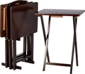 Amazon Basics Portable Foldable TV Tray Table with Storage Rack, Space-Saving Design, Sturdy Wood, 14.6" L x 19" W x 26" H, Espresso, 4-Pack by AmazonBasics