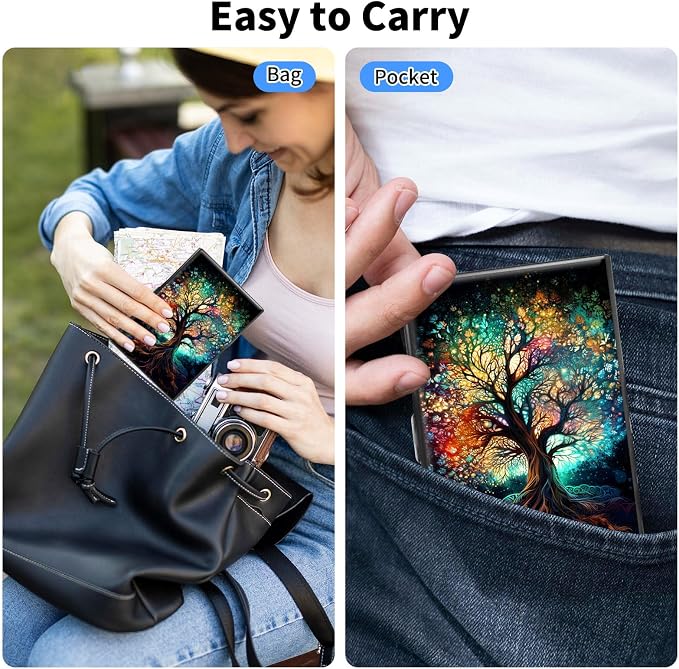 Metal Wallet,Credit Card Holder for Women Men,RFID Blocking Card Holder Wallet Mini Slim Aluminum Wallet ID Case Hard Card Case Business Card Holder Case,Colorful Tree - Image 4