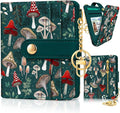 Jogjam Mushroom Green Rfid Women Wallet, Small Slim Thin Credit Card Holder | PU Leather Bifold Cash Zipper Coin Pocket ID Window, for Female Ladies Teen Girls Girly Gifts by Jogjam
