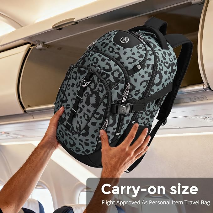 Swissdigital Laptop Backpack, Gray Leopard | USB Charging Port, Travel Backpack, 31l Capacity, For Men - Image 3