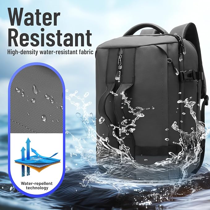 50L Waterproof Carry on Travel Backpack for Men Women, Airline Approved Convertible Duffle Backpack Luggage Bag, TSA Overnight Bags, Fits 17" Laptop Smart Backpack-Grey - Image 4