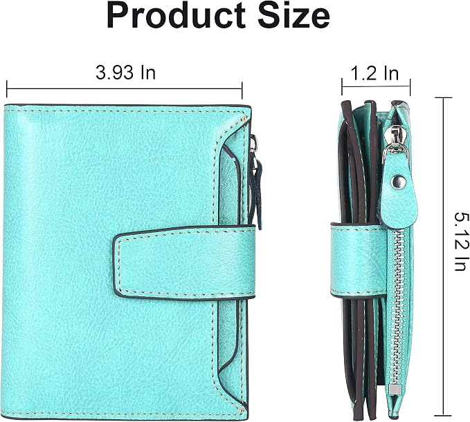 Small Compact Women Wallet RFID Blocking Genuine Leather Bifold Purse with ID Windows - Image 5