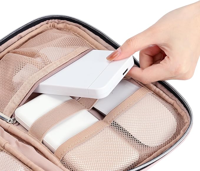 BELALIFE Portable Travel Cable Organizer Bag | Tech Storage Bag for Cord, Charger, Phone, Earphone, Hard Drive, USB, SD Card and Electronic Accessories, Pink - Image 4