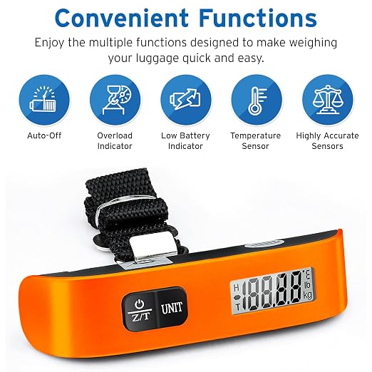 Etekcity Luggage Scale, Digital Suitcase Weight Scale for Travel, 110 lb | Travel Essentials, Air Travel, Suitcase, Hanging Hook, Rubber Grip, Battery Included, Easy-to-Read Display - Image 2