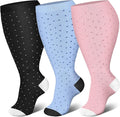 Genovega 3 Packs Wide Calf Compression Socks for Women Men Knee Hight S/M-4XL for Gifts by genovega