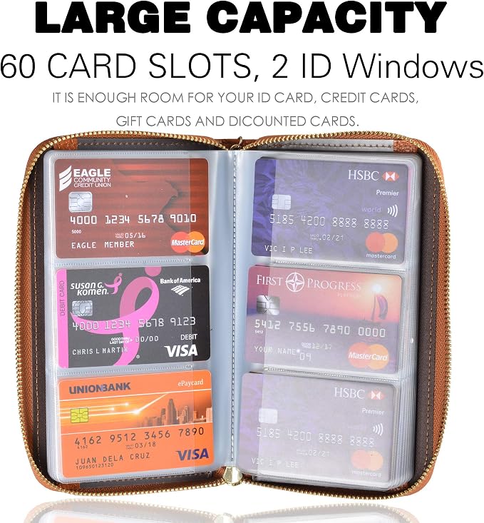 Easyoulife Credit Card Holder Wallet Womens Zipper Leather Case Purse RFID Blocking - Image 3