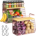 Magnetic Shelf for Fridge with Wood Lid, Fruit Potato and Onion Storage Bins, Pantry Organizers & Storage, Large Container Magnetic Spice Rack for Refrigerator, Kitchen Counter, Cabinet (Pink, 2) by Ofiray-home