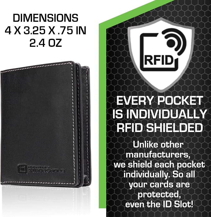 ID Stronghold Waltlet - RFID Blocking Bifold Wallet for Men with Magnetic Clasp - Black - Image 3