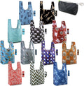 BeeGreen Geometry Reusable Grocery Bags Bulk Gifts 12-Pack - Large Tote with Zipper Pouch | Foldable & Washable Polyester Shopping Bags Heavy Duty Animal Lover Gifts Reusable Bag With Handles by BeeGreen