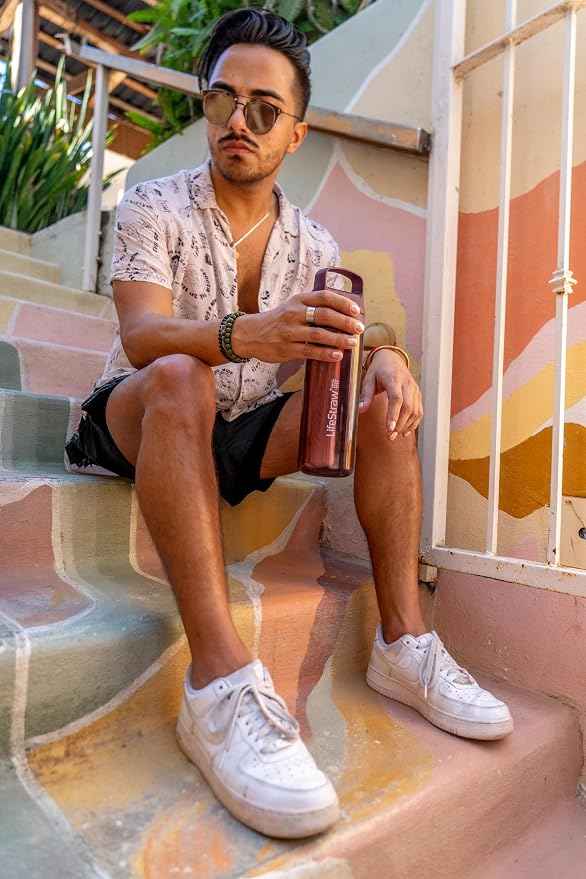 LifeStraw Go Series BPA-Free Water Filter Bottle, 22 oz, Merlot Me Away | Plastic Water Filter Bottle for Travel and Everyday use removes Bacteria, parasites and microplastics, Improves Taste - Image 4