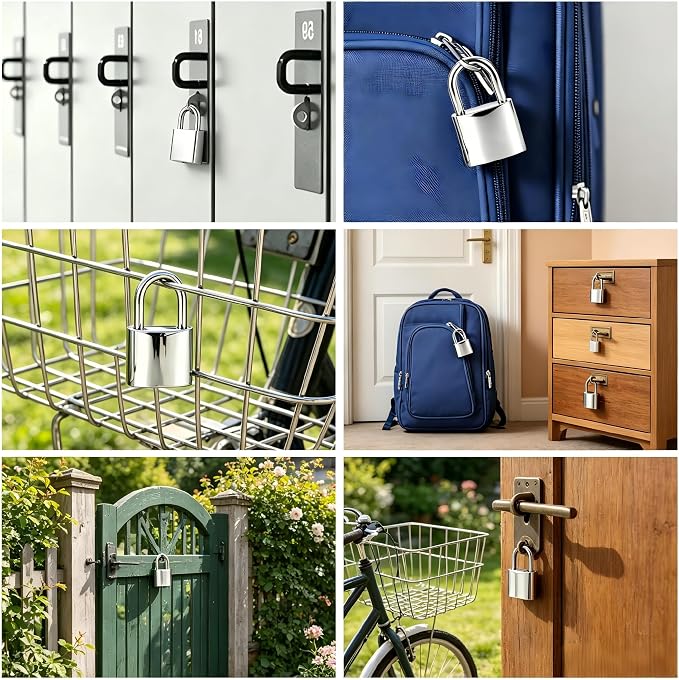 2 Pcs Small Locker Lock with 3 Keys Alike, Silver Lock Keyed Padlock, Luggage Padlocks for Travel Bags, Securing Luggage, Toolbox, Gym Locker - 32mm(1.25in) - Image 7