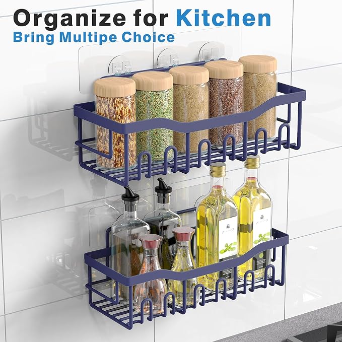 EUDELE 2 Pack Shower Caddy, Adhesive Organizer for Bathroom & Kitchen Storage, No Drilling, Rustproof Stainless Steel Shelf Organizer - Image 6