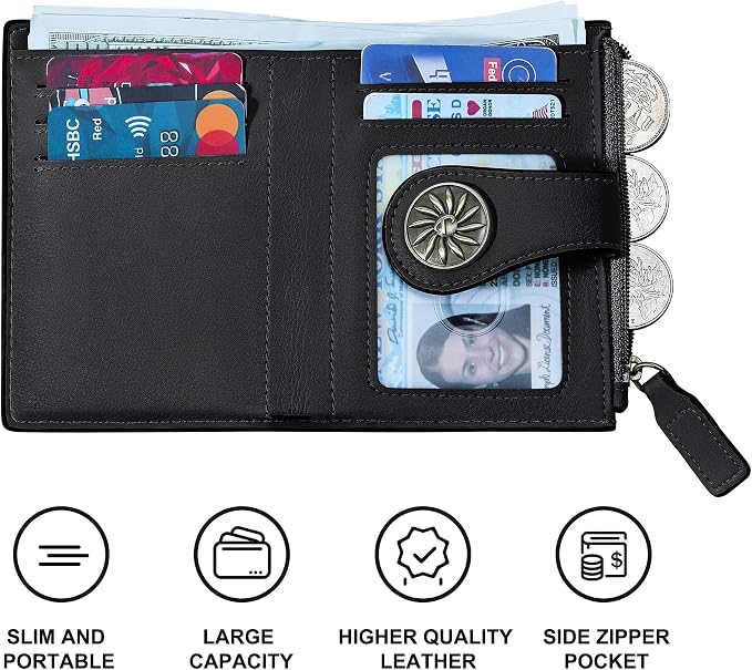 Tipmile Small Wallet for Women Bifold RFID Blocking Card Holder Leather Wallets with Zipper Coin Pocket - Image 6