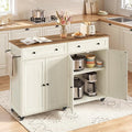 VASAGLE Mobile Kitchen Island with Storage Cabinet for Kitchen, Dining Room | Portable Mobile Cart on Wheels , 15.8 x 53.7 x 35.1 Inches, Rustic White and Honey Brown, SIREN Collection UKKI016WJ01S by VASAGLEbySONGMICSHOME