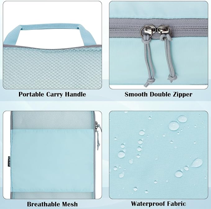 Compression Packing Cubes for Travel Suitcase Organizer Bags, Mesh Blue, L | Expandable Travel Cubes for Packing Luggage Organizer Bags Compression Bags for Travel Essentials - Image 4