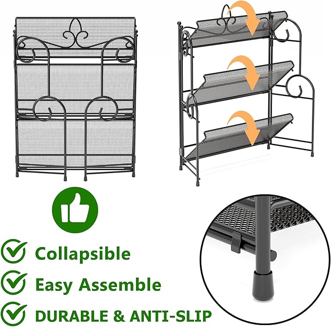 YIUKEA Bathroom Organizer Countertop - 3 Tier Spice Rack Organizer, Counter Organization and Storage for Bathroom, Kitchen, Bedroom, Offices, Foldable - Image 5
