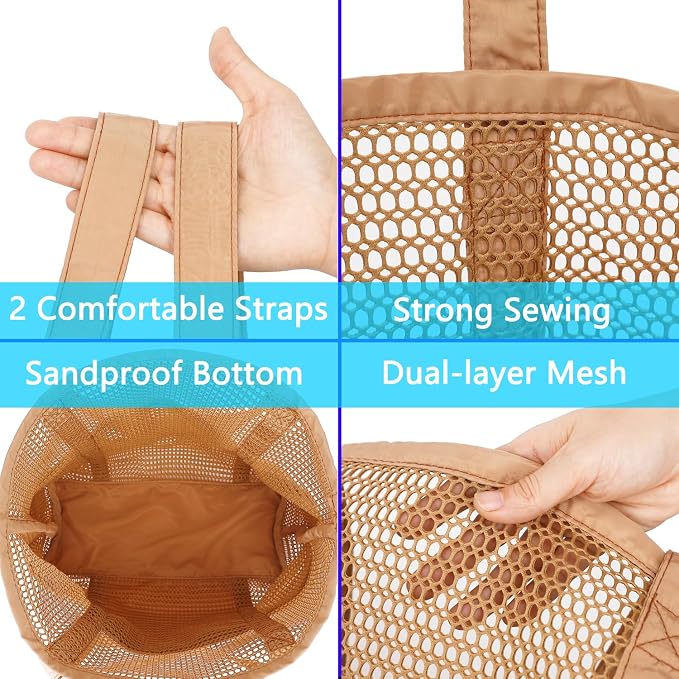 Fammart Mesh Beach Bag for Women, Summer Straw Tote Hobo Pool Bags with Zipper Pocket, Travel Vacation Cruise Essentials 2026 - Image 7