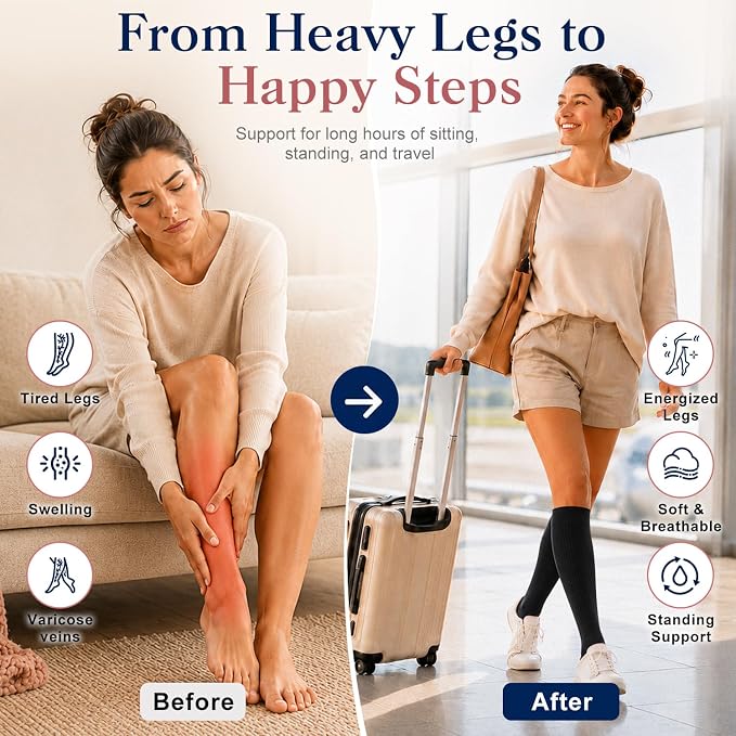 COOLOVER Copper Compression Socks for Women and Men(6 Pairs)-Best Support for Running, Athletic, Travel - Image 2