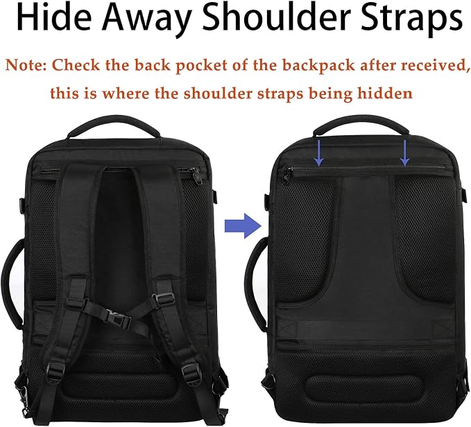 MATEIN Black Mens Travel Backpack, Expandable Carry on Backpack for Women | Expandable Business Backpack, 27L, Lightweight, Waterproof Hiking Daypack for Outedoor Sports Rucksack Daypack, Anti Theft - Image 6