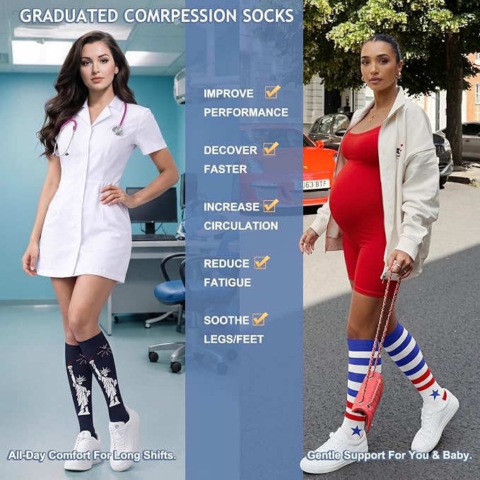 Sooverki Compression Socks for Women and Men Circulation (3/4 Pairs) is Best Support for Running Athletic Cycling Hiking - Image 4