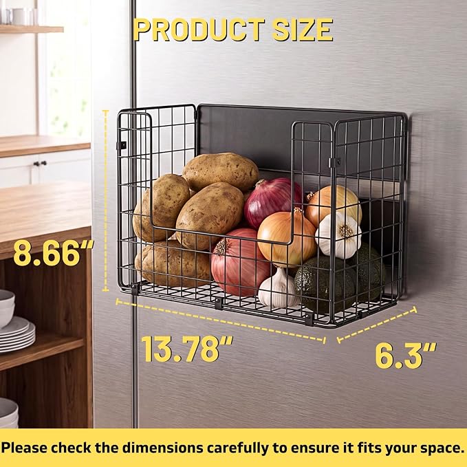 Magnetic Shelf for Fridge, Large Basket for Aluminum Foil | 50 lbs strong magnet, no-drill, large capacity, ventilated for produce, fits cabinet, wrap boxes, snacks, coffee pods. - Image 4