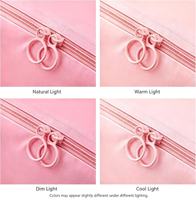 8 Set Packing Cubes for Travel Essentials With Hanging Toiletry Bag for Women, Lightweight Suitcase Organizer Bags with Mackup bag, Carry On Luggage Accessories (Pink) - Image 6