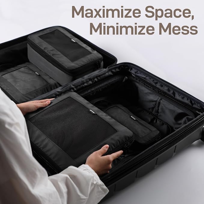 EPICKA TripCozy Compression Packing Cubes, 4 Set, Dark Grey | Durable Expandable Travel Organizer Bags with Mesh Tops for Space-Saving Storage of Clothes & Accessories in Luggage - Image 5