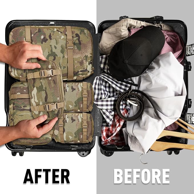 4 Set Tactical Packing Cubes ，Compressible Mesh Duffle Storage Bag,Portable Edc Molle Pouch Organizer. - Image 6