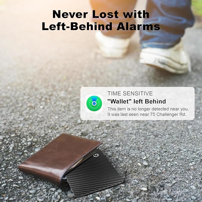 Wallet Tracker Card for Apple Find My (iOS Only), Ultra-Thin Bluetooth Tracker Smart Card Wallet Finder, IP68 Waterproof Slim Item Locator for Wallets, Keys, Passport & Luggage Tags (Jet Black) - Image 6