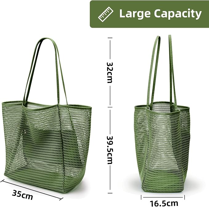KALIDI Beach Mesh Tote Bag, Casual MAX 23L Summer Foldable Hobo Bag Women | Sandproof Widen Strap Large Shoulder Bag For Lake Pool Vacation Travel Picnic Grocery Market Shopping Carrier - Image 6