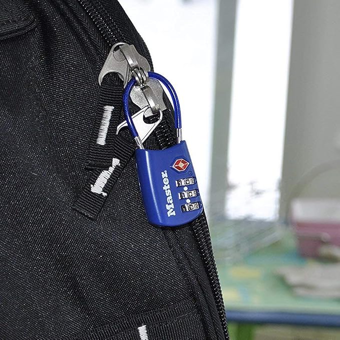Master Lock Blue Set Your Own Combination TSA Approved Luggage Lock, Travel Zipper Padlock is Perfect for Suitcases, Bags, or Backpacks, 4688BLUEC - Image 3