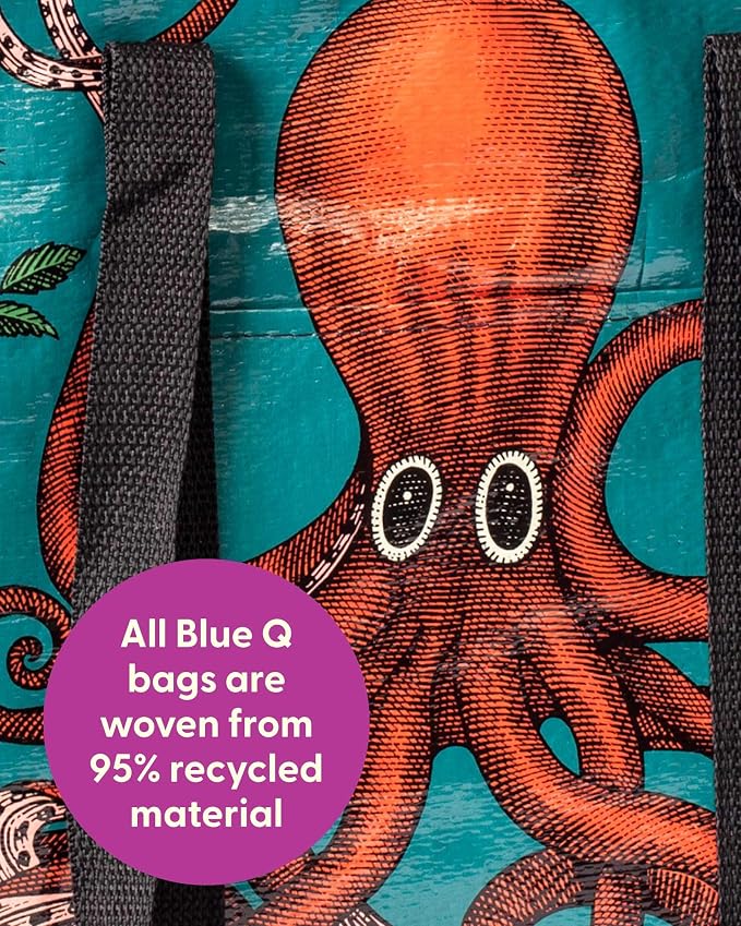 Blue Q Reusable Shoulder Tote Bag – Carry Everywhere Bag with a Hefty Zipper, Durable, Fun Design, 95% Recycled Material - Image 3