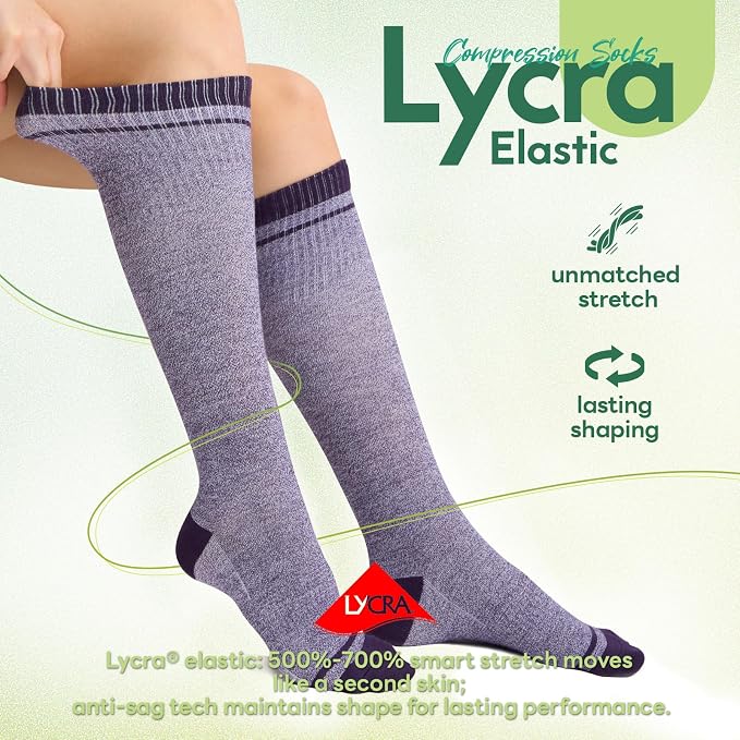 Compression Socks Women & Men, 15-20 mmHg Bamboo Viscose Knee High Soft Support for Flying Travel Daily - Image 4