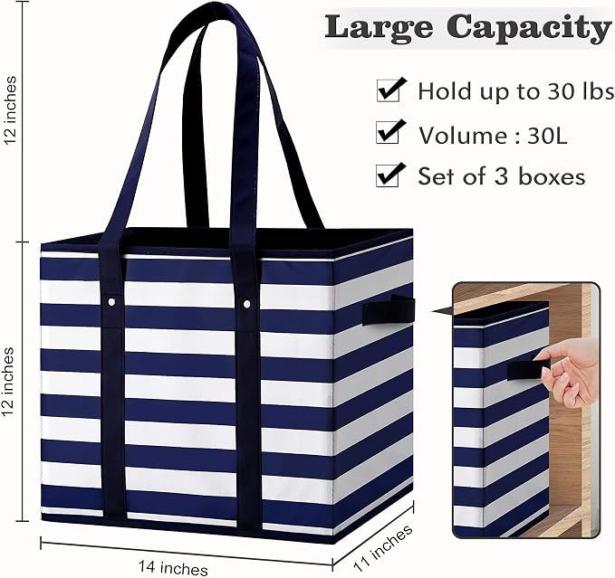 Reusable Grocery Bags 4 Pack, Foldable & Water Resistant Shopping Bags | Large Grocery Tote Bag Water Resistant Shopping Bags Foldable Grocery Bag for Clothes,Shoes and Picnic - Image 6