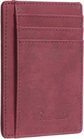 Travelambo Slim Wallet Front Pocket Minimalist Leather RFID Blocking Medium Size by Travelambo
