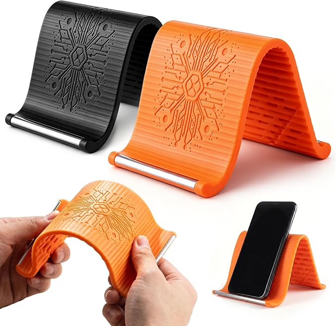Airplane Phone Holder, Flexible Silicone Aluminum Phone Holder | Folding Cellphone Stand for Desk, Bed, Office, Treadmill - Airplane Gadgets for Long Travel Accessories - Plane Essential by STARSURP
