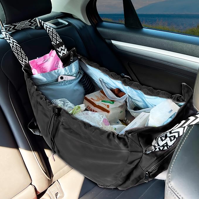Large Capacity Portable Backpack Tote Bag For Car Travel, Lightweight Foldable Nylon Shopping Bag with 15 Pockets - Image 2