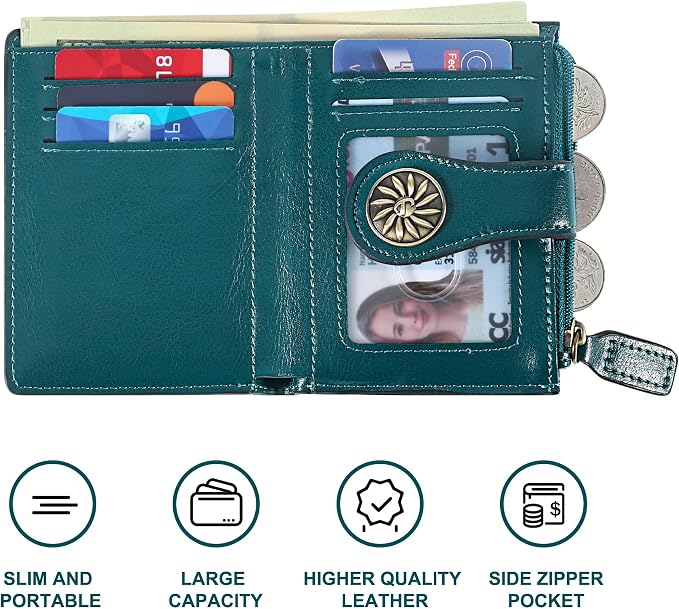 Tipmile Small Wallet for Women Bifold RFID Blocking Card Holder Leather Wallets with Zipper Coin Pocket - Image 6