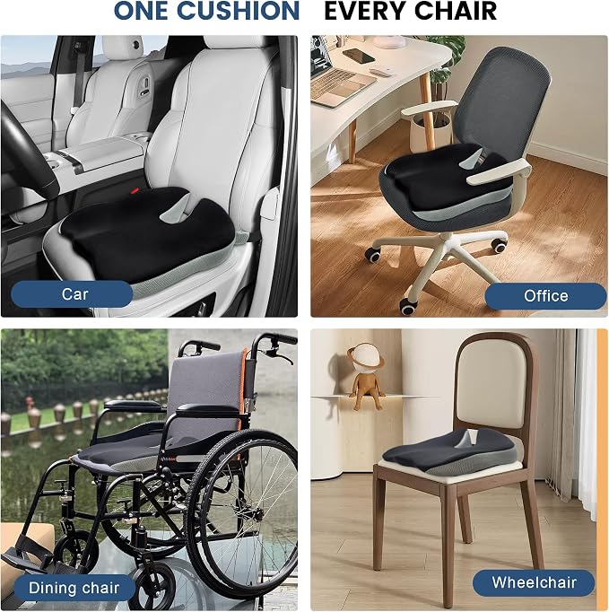 Seat Cushion for Office Chair, Wedge Car Seat Cushion, Memory Foam Truck Seat Cushion for Sciatica Tailbone Pain Relief, Long Driving, Coccyx - Image 7