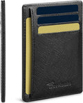 Travelambo 100% Genuine Leather Wallet for Men and Women, Slim Minimalist RFID Blocking Front Pocket Credit Card Holder with Gift Box(Cross Black) by Travelambo
