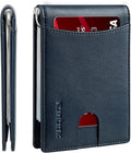 RUNBOX Slim Wallet for Men Genuine Leather RFID Blocking Bifold Minimalist Front Pocket Mens Wallet with Money Clip Thin Gift Box by RUNBOX