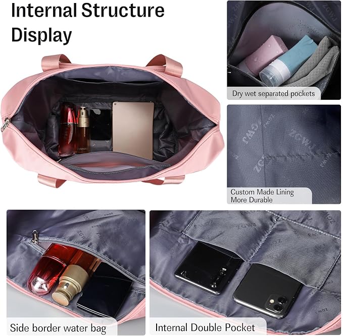 ZGWJ Travel Tote Bags, Expandable Overnight Weekender Bag for Women Foldable Carry-On | Expandable - Image 7