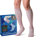 Compression Socks for Women and Men, 15-20mmHg Knee High Support Socks, Lightweight Breathable Travel and Running Socks for Flying, Training, Work and Daily Wear, S-L, 1 Pair by LANDWOVEN-SpeedRunner