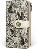 GIANCOMICS Owl Womens Wallet RFID Blocking Flower Credit Card Holder Bifold | Billfold, Cute Cash Purse, Travel Zipper Coin Pocket, Compact Clutch, PU Leather, ID Window, 11 Card Slots, Ladies Gift Woman by Giancomics