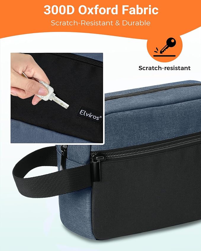 Elviros Travel Toiletry Bag for Men Hanging Toiletries Dopp Kit Small Bathroom Hygiene Tool and Medicine bag for Traveling Essential Shaving Pouch,Gifts for Men(Blue&Black) - Image 4