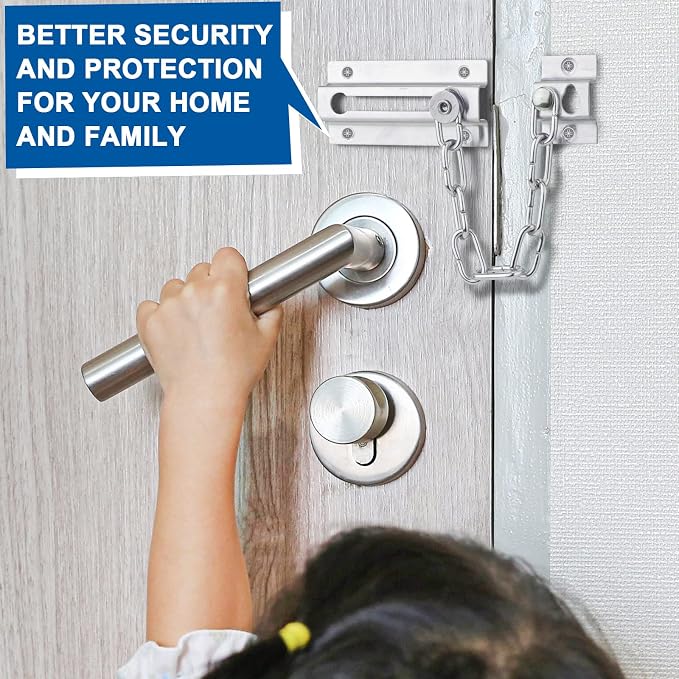 INBOF 2 Pack Door Chain Lock, Stainless Steel Chain Locks for Inside Door, Premium Thickened with 12 Screws - Image 2