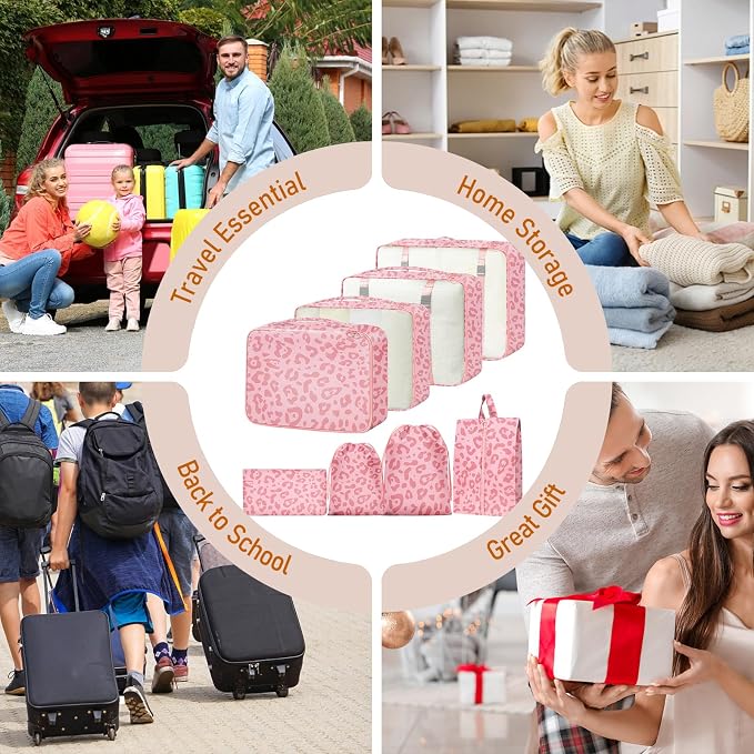 Packing Cubes for Travel - 8 Set Luggage Organizer Bags for Family, Mesh Breathable Packing Cubes for Suitcases Durable Travel Essentials Bags Set - Image 7